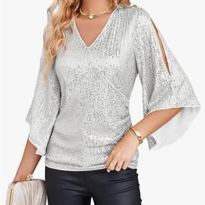 Elegant Silver Women's Top